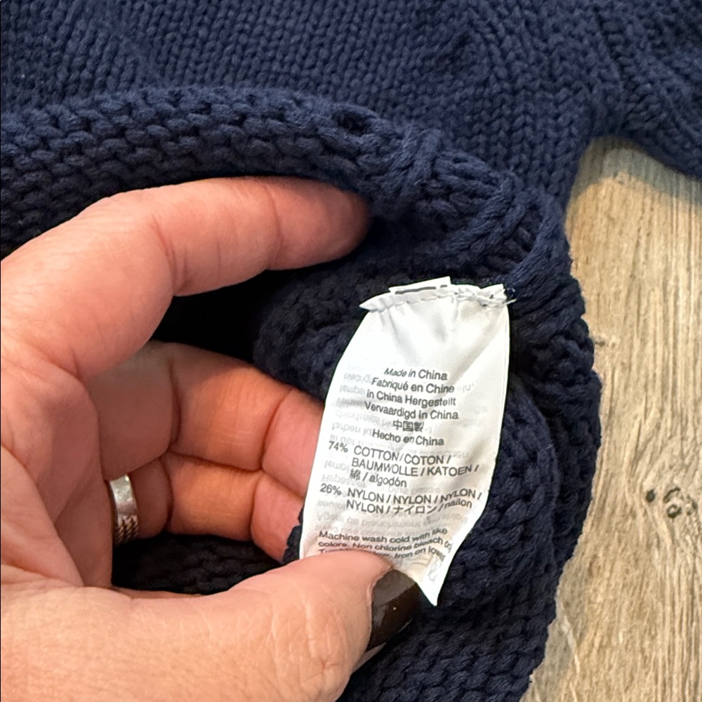 J Crew Woman's Sweater with pointelle stitching Sz Medium J6381 Navy NWT - Picture 9 of 11